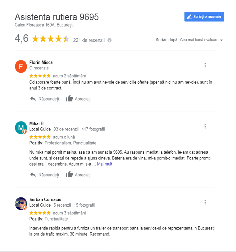 testimoniale google reviews